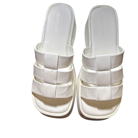 Eettaro White Platform Sandals Size 9 - Picture 2 of 7